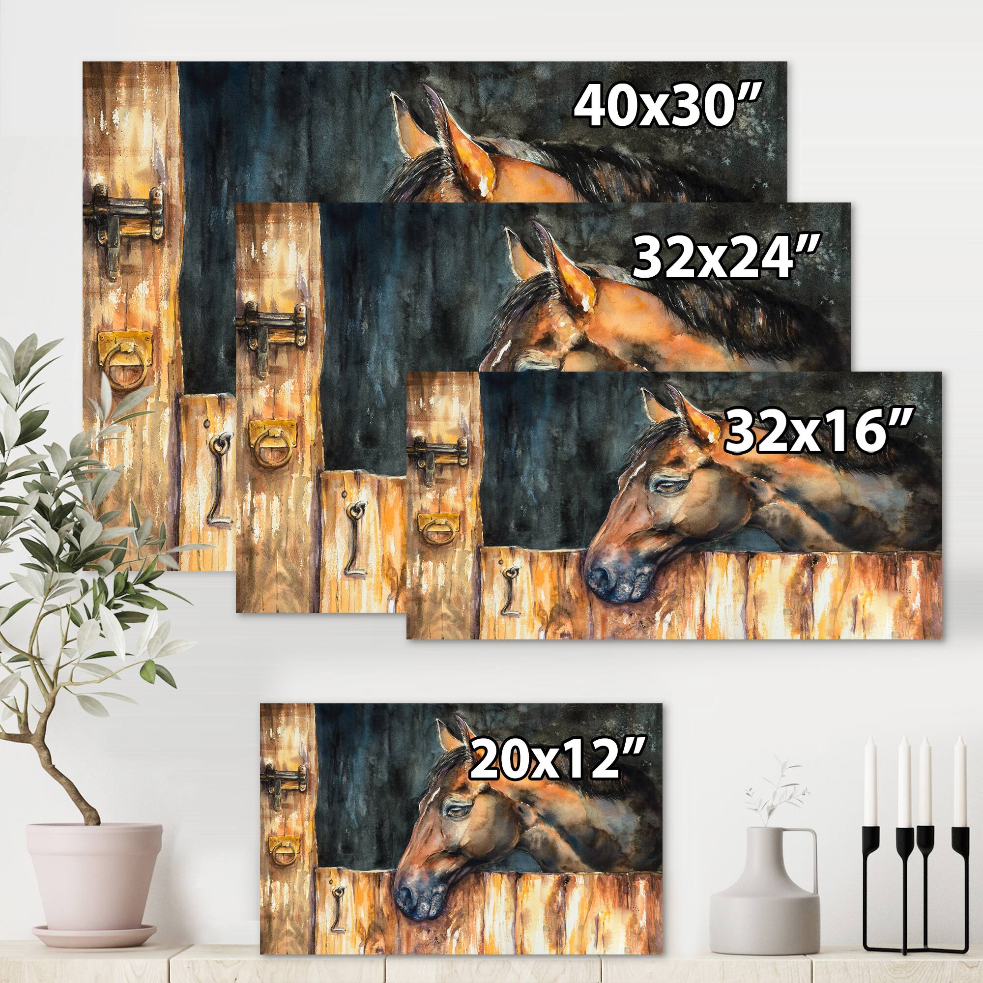 Designart - The Head of A Horse In Stable